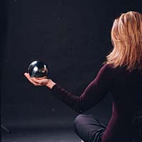 Studio shot of Lauren with the sphere