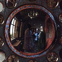 Detail of the convex mirror in The Arnolfini Marriage